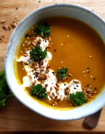 pumpkin soup in bowl