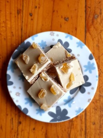 raw ginger slice on a plate